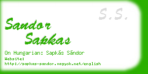 sandor sapkas business card